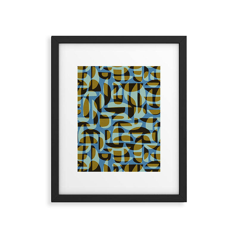 Simple Hand-cut Pattern #5 / Blue & Brown Framed Art Print Gallery Image 5
