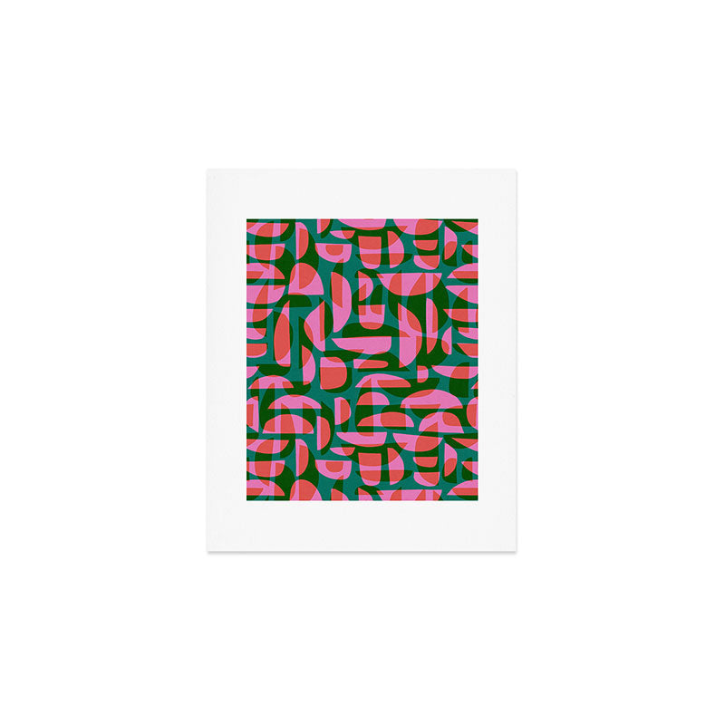 Simple Hand-cut Pattern #5 / Pink & Green Art Print Gallery Image 1