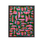 Simple Hand-cut Pattern #5 / Pink & Green Framed Canvas Print Gallery Image 6