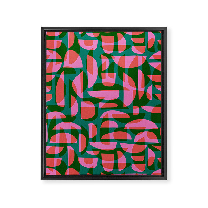 Simple Hand-cut Pattern #5 / Pink & Green Framed Canvas Print Gallery Image 6