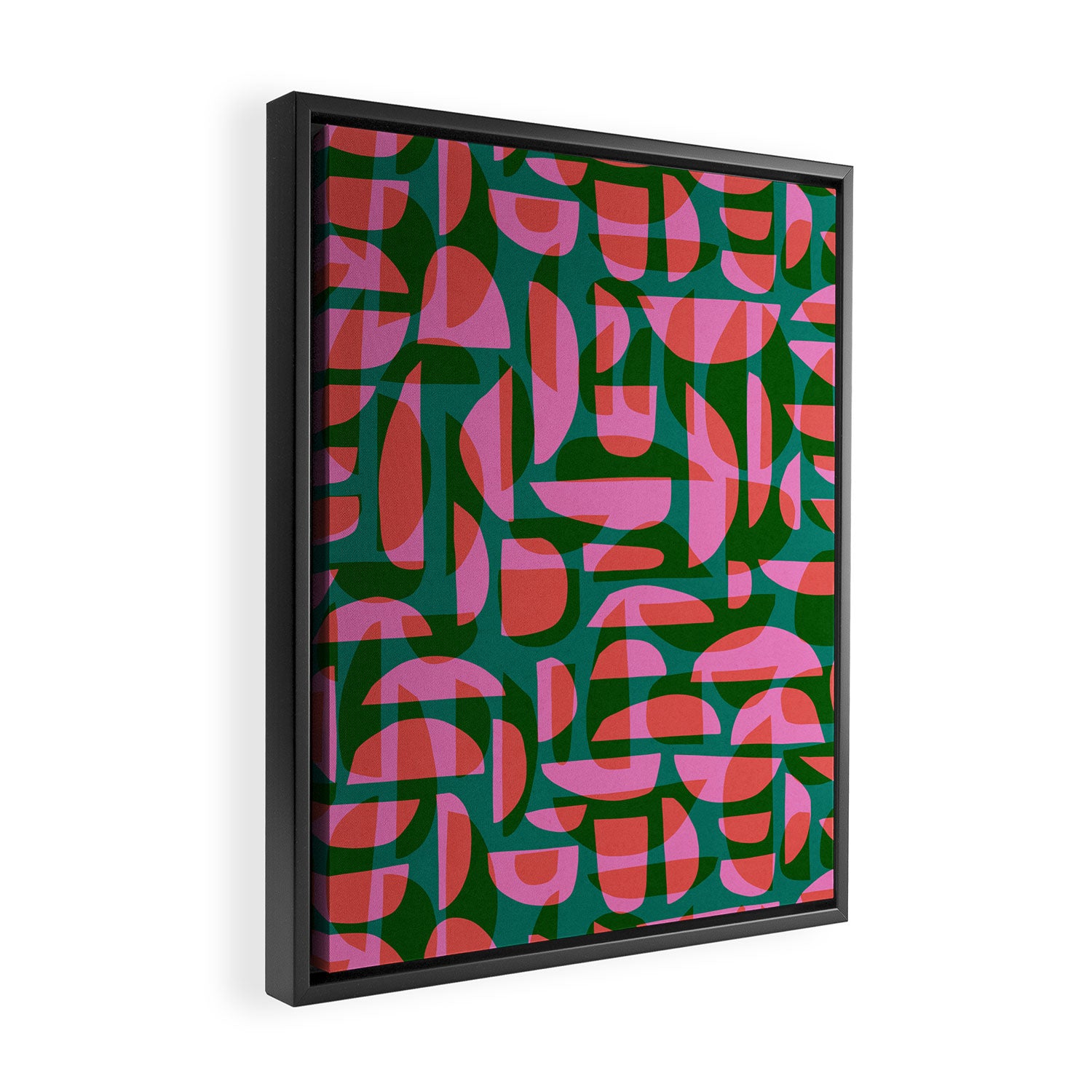 Simple Hand-cut Pattern #5 / Pink & Green Framed Canvas Print Gallery Image 2