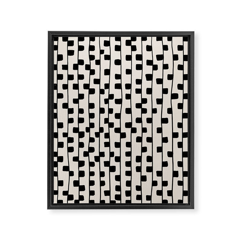 Squares / Black & White Pattern Framed Canvas Print Gallery Image 6