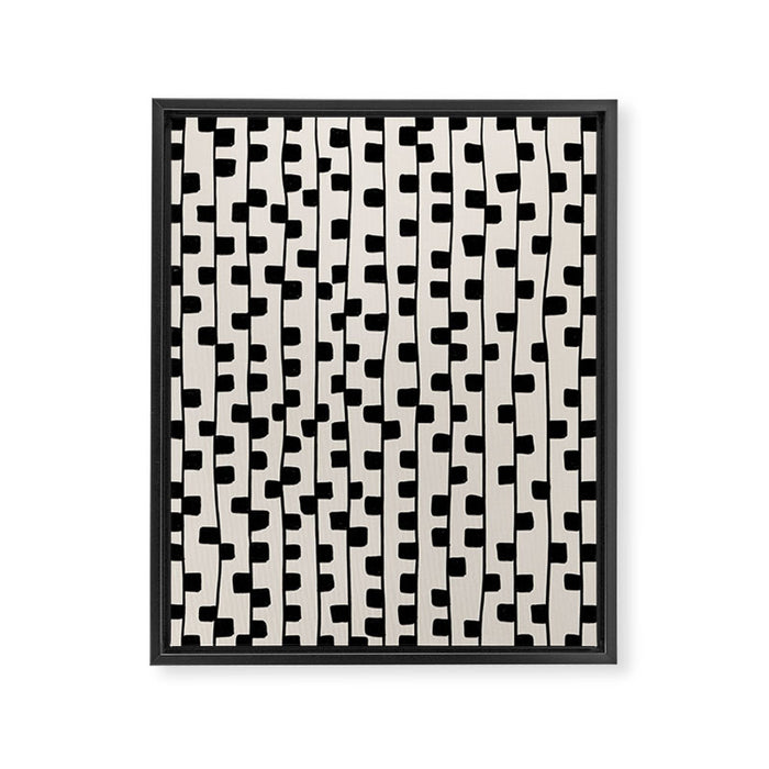 Squares / Black & White Pattern Framed Canvas Print Gallery Image 1