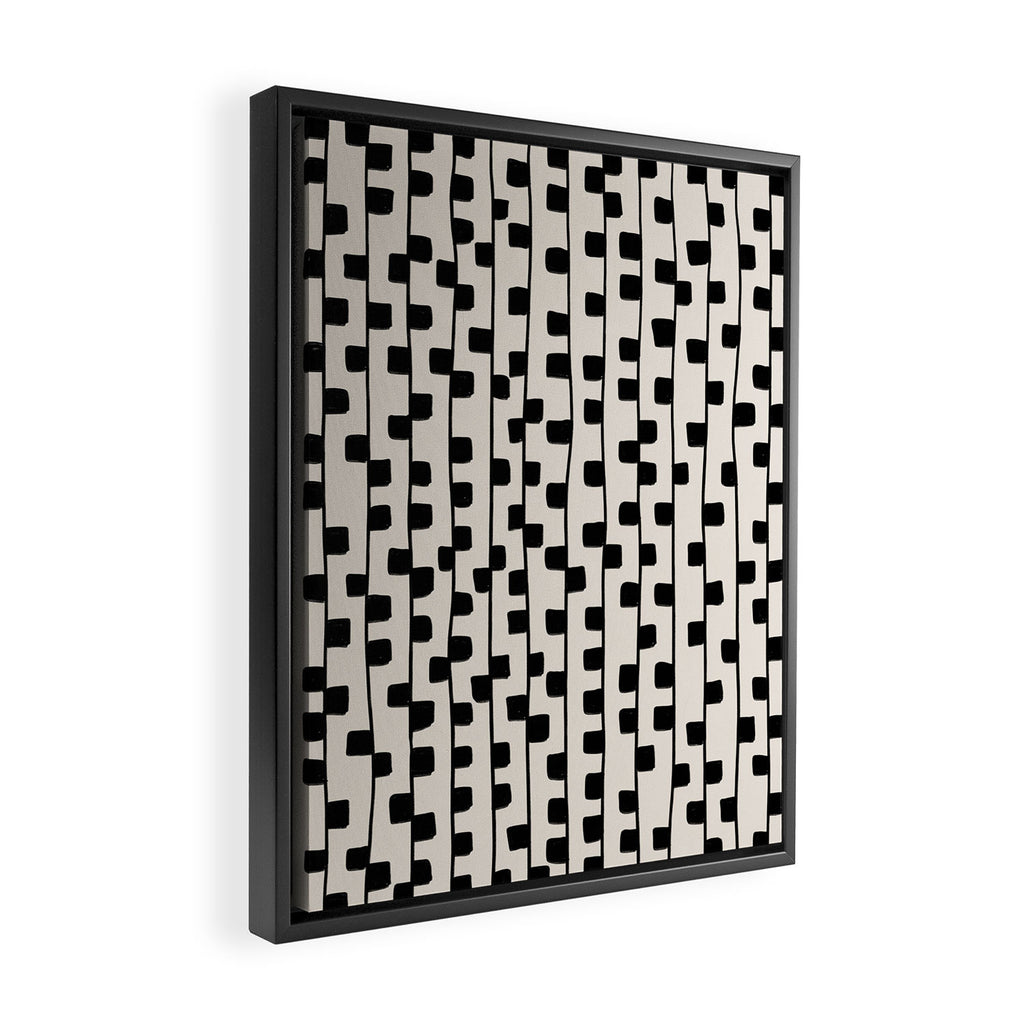 Squares / Black & White Pattern Framed Canvas Print Gallery Image 2