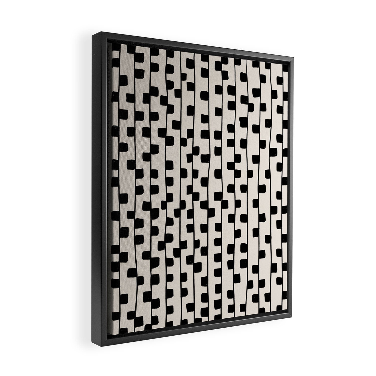 Squares / Black & White Pattern Framed Canvas Print Gallery Image 2