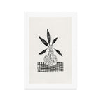 Still Life with a Vase and Five Leaves / Mixed Media Collage Art Print Gallery Image 1