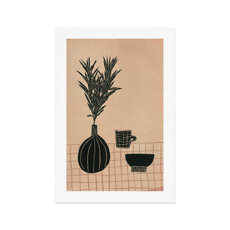 Still Life with a Vase, Bowl, and a Cup of Tea Art Print Gallery Image 1