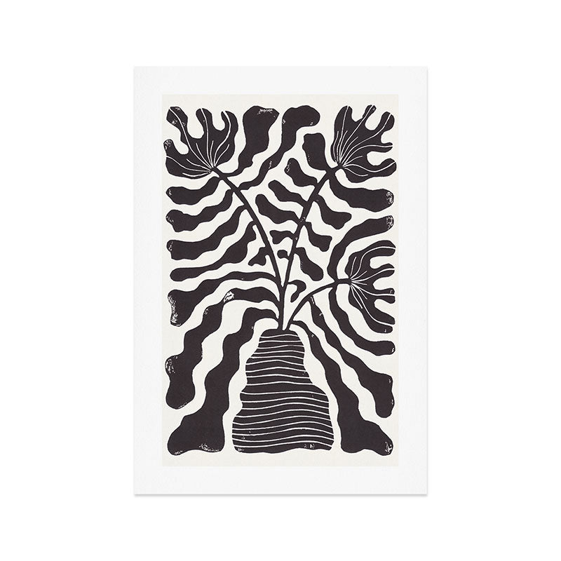 Still LIfe with Three Flowers in a Vase / Black & White Art Print Gallery Image 1