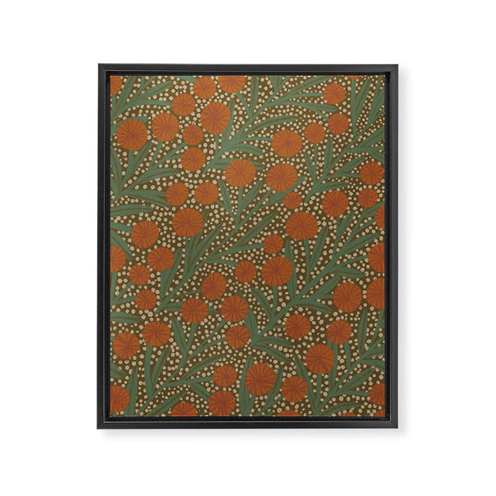 Summer Garden / Green & Orange Framed Canvas Print Gallery Image 1