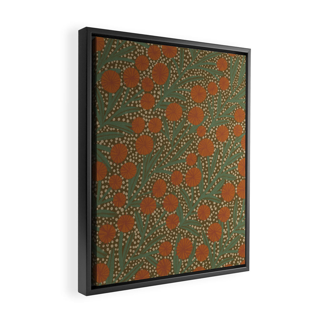 Summer Garden / Green & Orange Framed Canvas Print Gallery Image 2