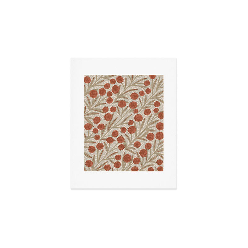 Summer Garden / Red & Dark Beige Art Print Gallery Image 1