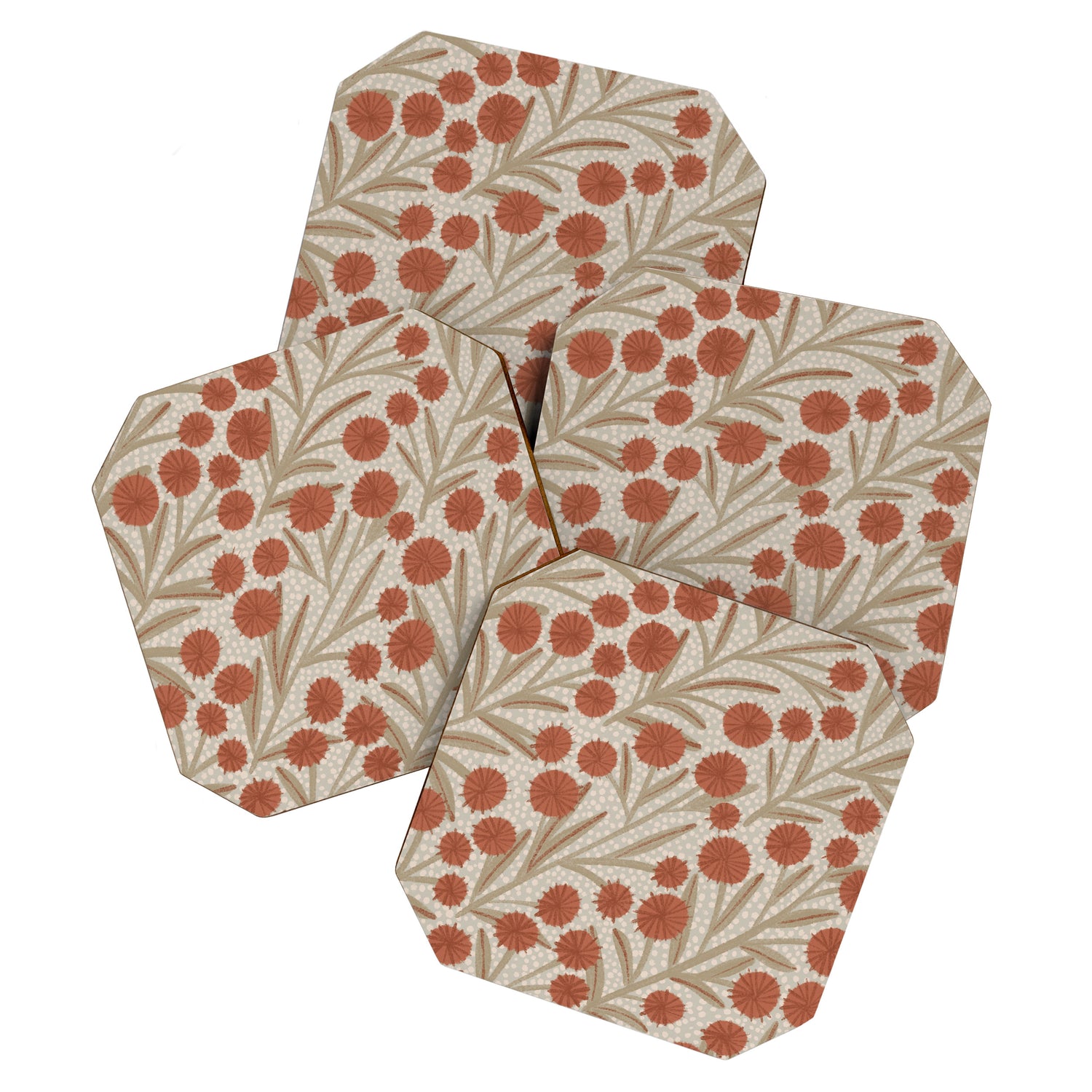 Summer Garden / Red & Dark Beige Coaster Gallery Image 1