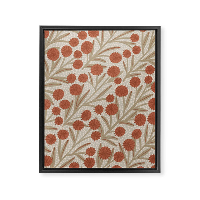 Summer Garden / Red & Dark Beige Framed Canvas Print Gallery Image 1