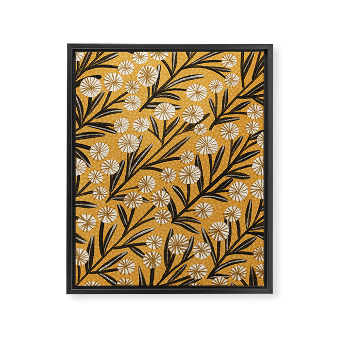Summer Garden / Yellow & Black Framed Canvas Print Gallery Image 1