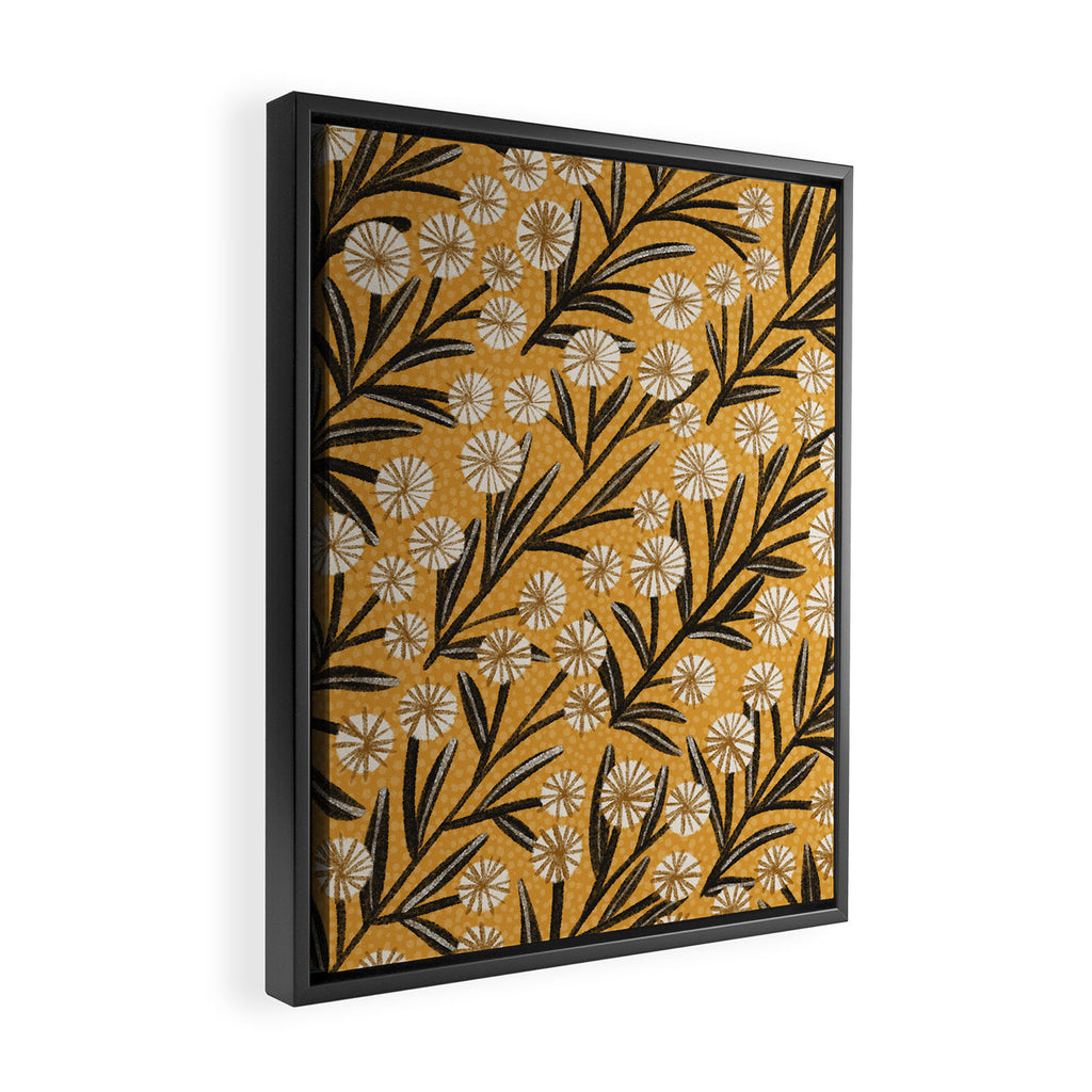 Summer Garden / Yellow & Black Framed Canvas Print Gallery Image 2
