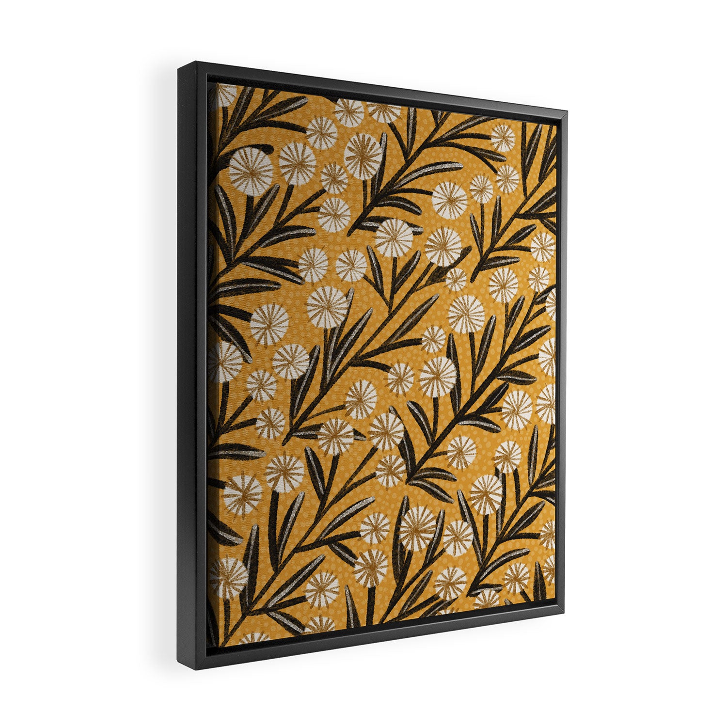 Summer Garden / Yellow & Black Framed Canvas Print Gallery Image 2
