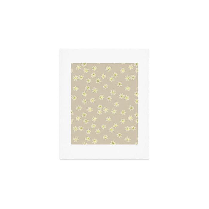 Tiny Flowers / Beige & Lime Art Print Gallery Image 1