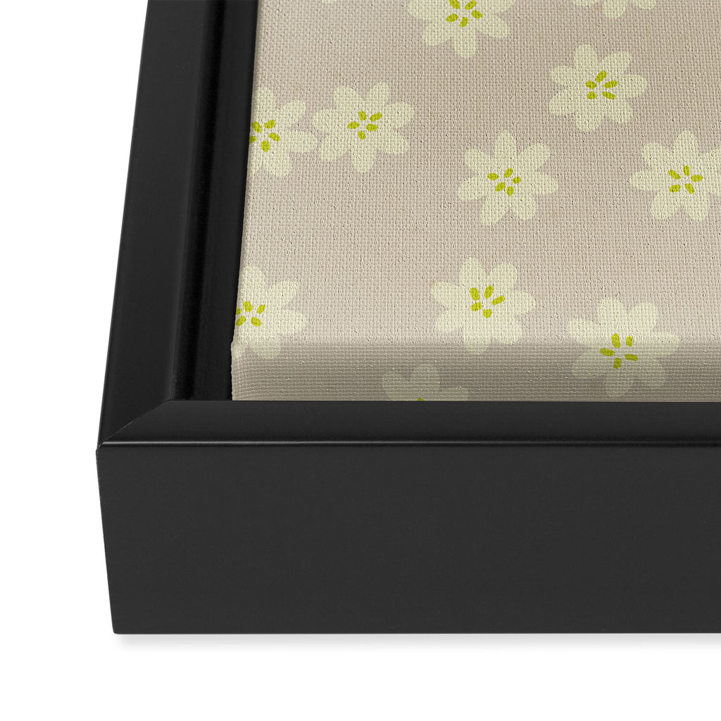 Tiny Flowers / Beige & Lime Framed Canvas Print Gallery Image 3
