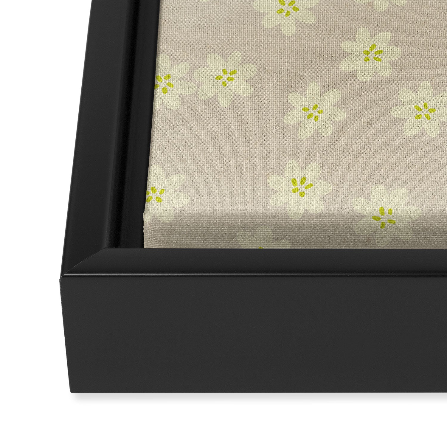 Tiny Flowers / Beige & Lime Framed Canvas Print Gallery Image 3
