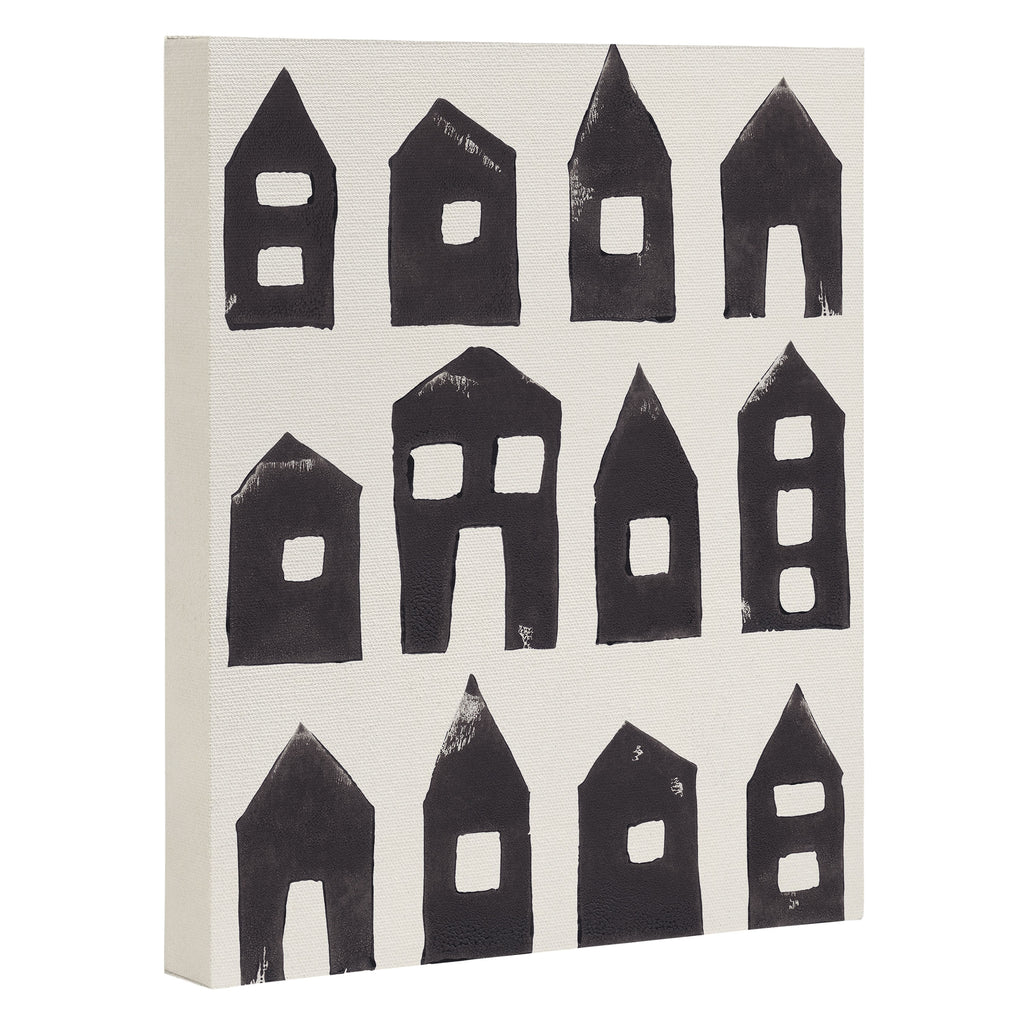 Tiny Houses #1 | Hand-printed Linocut Canvas Print Gallery Image 3