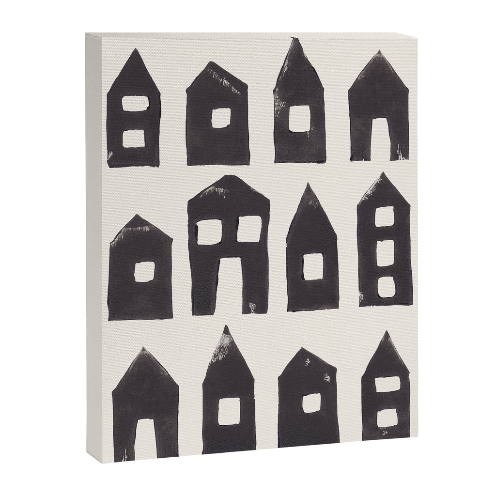 Tiny Houses #1 | Hand-printed Linocut Canvas Print Gallery Image 8