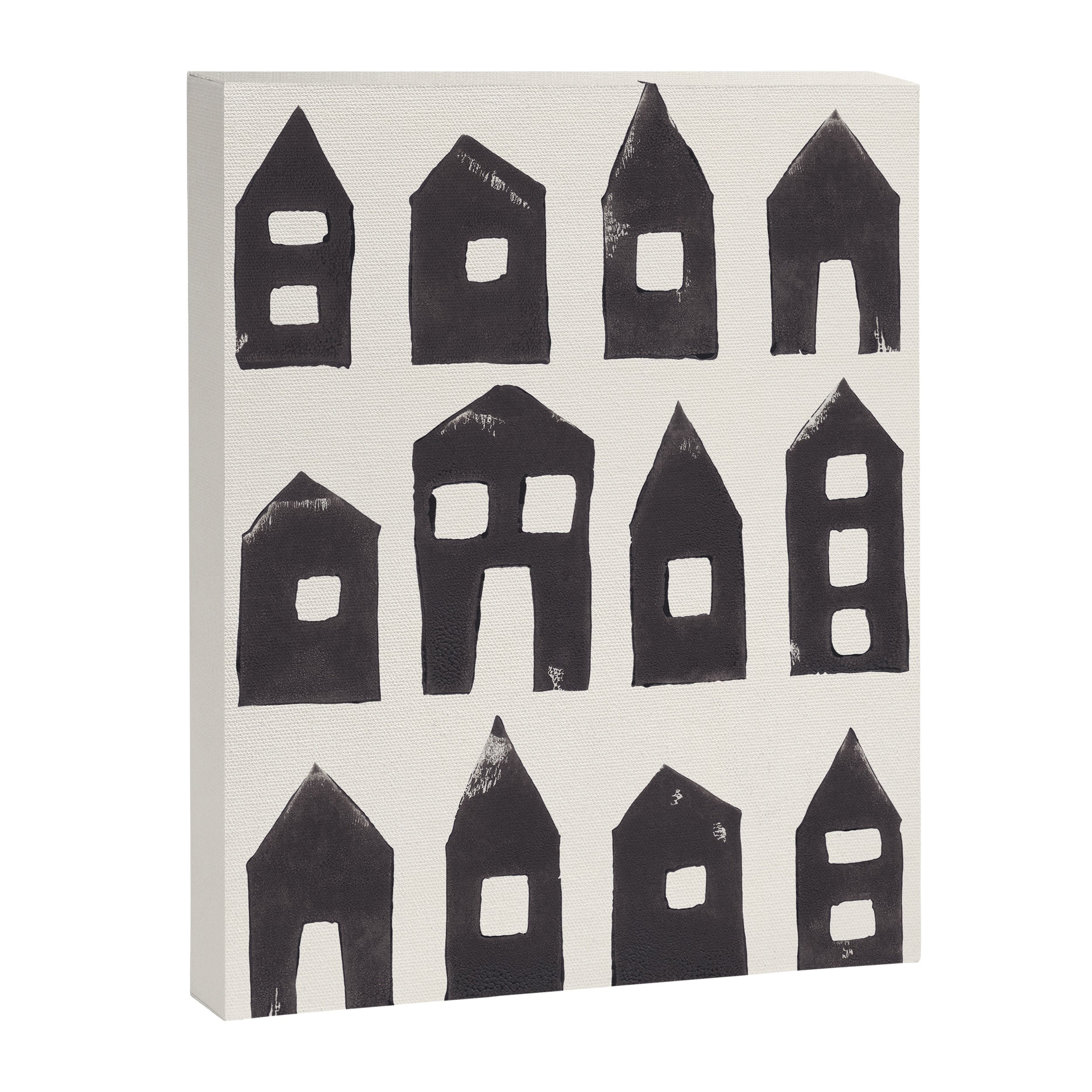 Tiny Houses #1 | Hand-printed Linocut Canvas Print Gallery Image 8