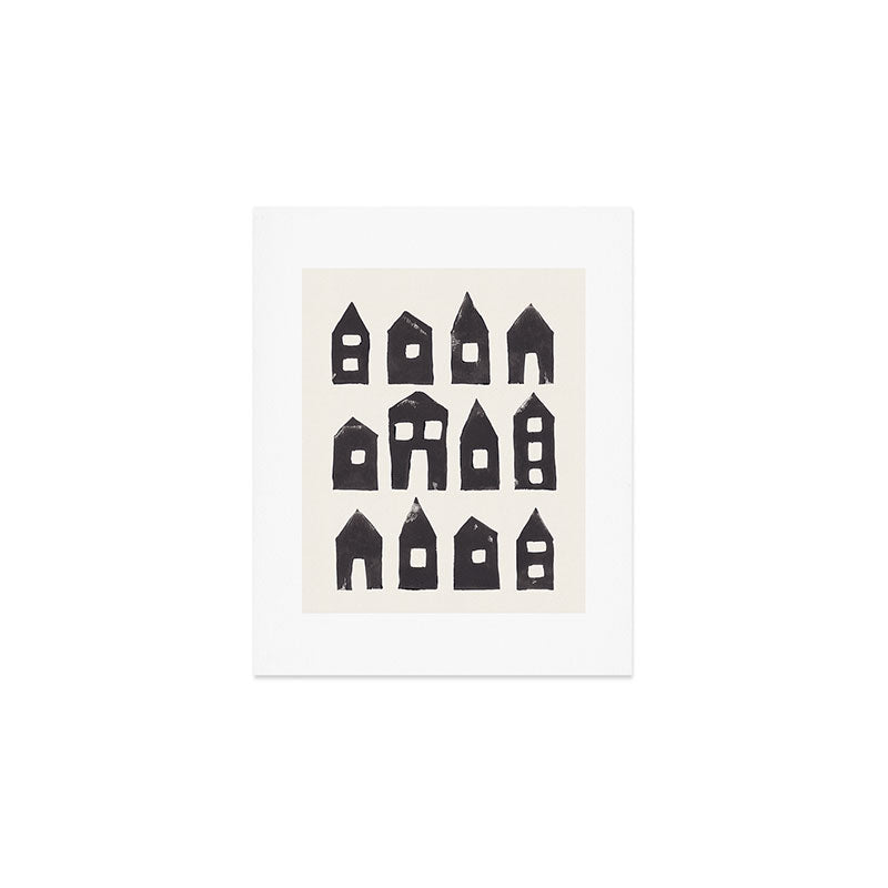 Tiny Houses #1 | Hand-printed Linocut Art Print Gallery Image 1
