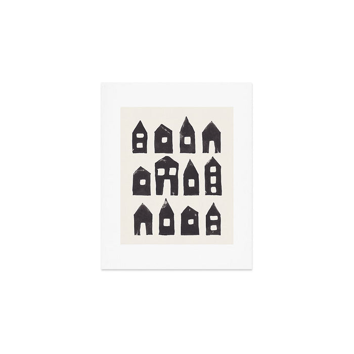 Tiny Houses #1 | Hand-printed Linocut Art Print Gallery Image 1