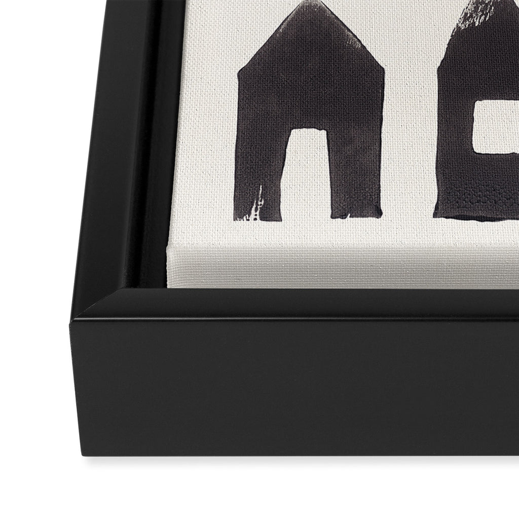 Tiny Houses #1 | Hand-printed Linocut Framed Canvas Print Gallery Image 3