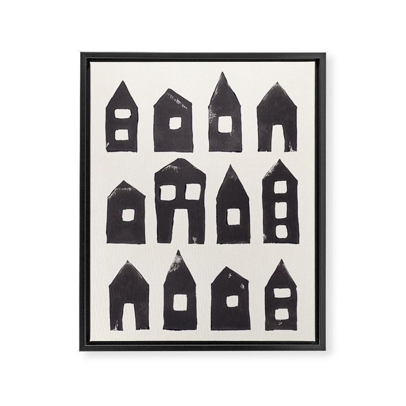 Tiny Houses #1 | Hand-printed Linocut Framed Canvas Print Gallery Image 8