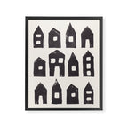 Tiny Houses #1 | Hand-printed Linocut Framed Canvas Print Gallery Image 8