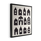 Tiny Houses #1 | Hand-printed Linocut Framed Canvas Print Gallery Image 2