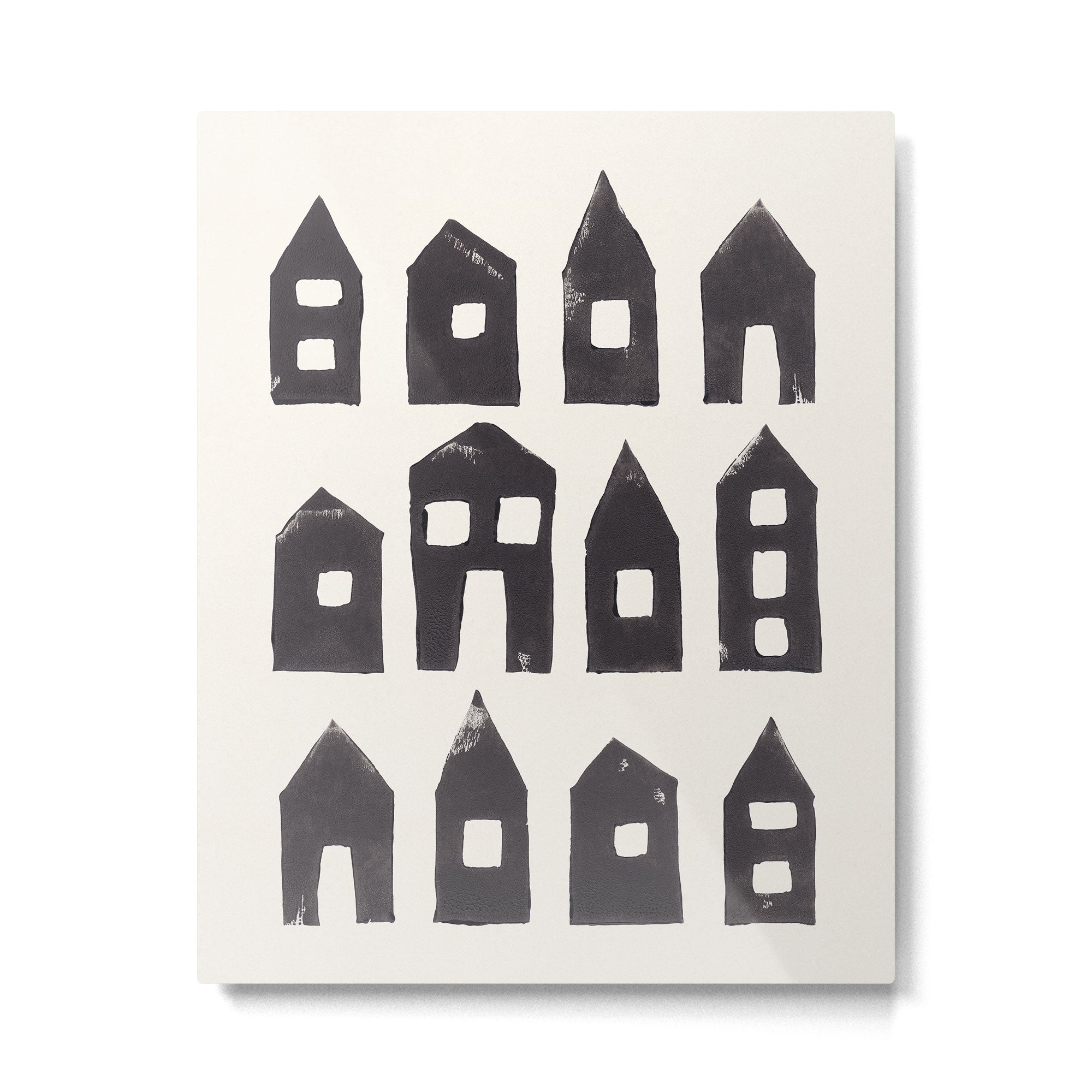 Tiny Houses #1 | Hand-printed Linocut Metal Print Gallery Image 6