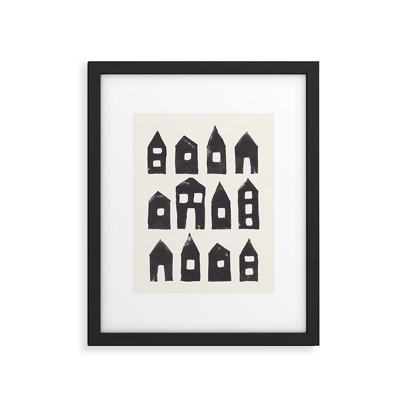 Tiny Houses #1 | Hand-printed Linocut Framed Art Print Gallery Image 4