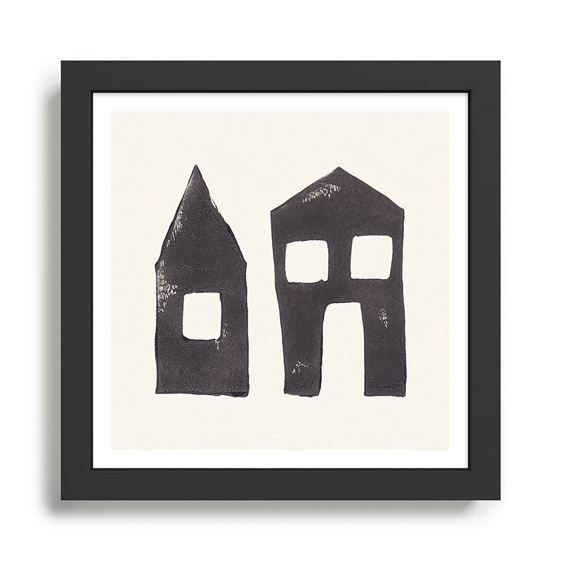 Tiny Houses #2 | Hand-printed Linocut Framed Art Print Gallery Image 1