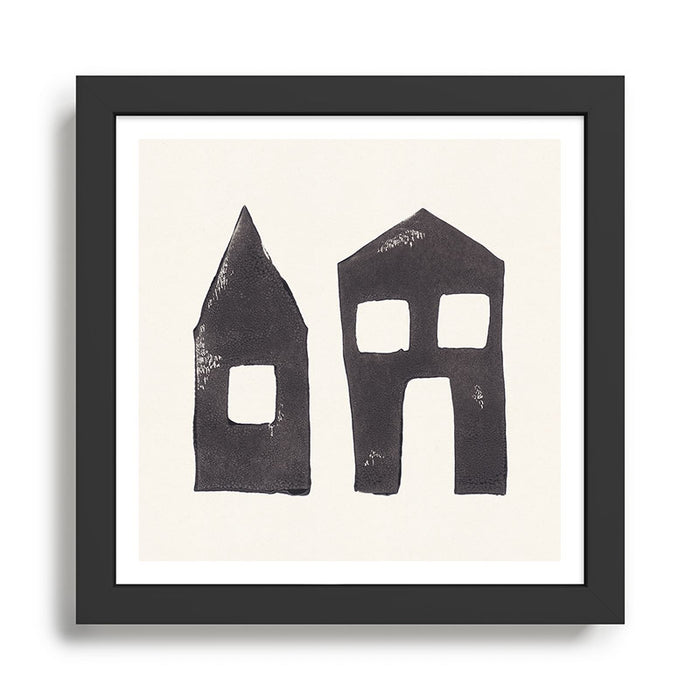 Tiny Houses #2 | Hand-printed Linocut Framed Art Print Gallery Image 1