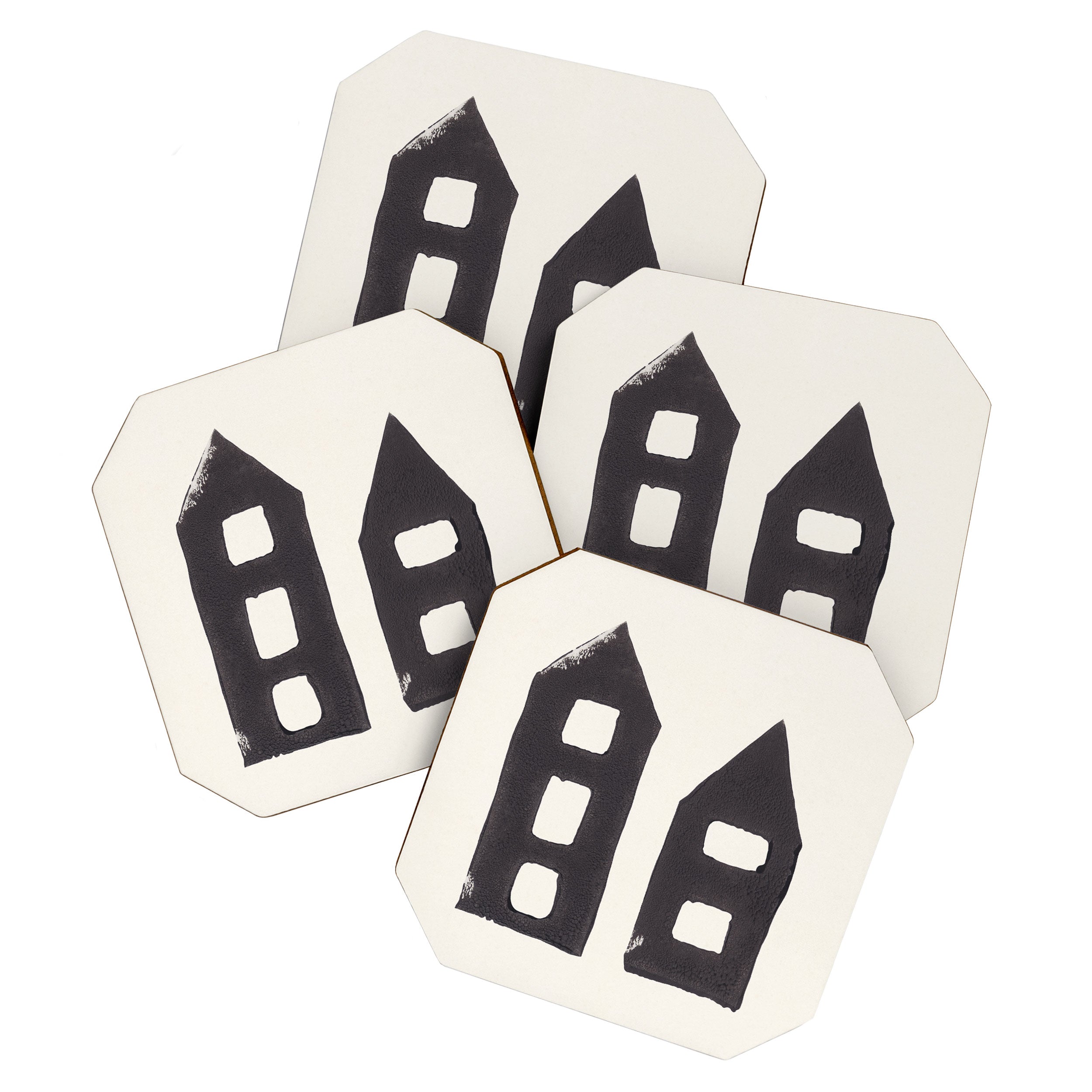 Tiny Houses #3 | Hand-printed Linocut Coaster Gallery Image 1
