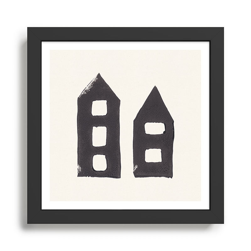 Tiny Houses #3 | Hand-printed Linocut Framed Art Print Gallery Image 1