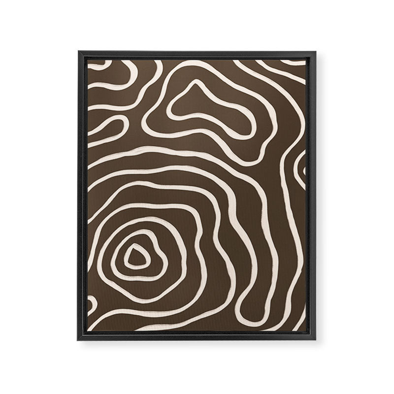Topographic Map / Brown & Nude Framed Canvas Print Gallery Image 6