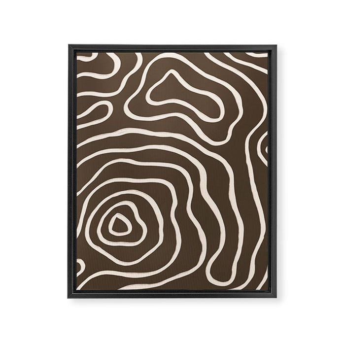 Topographic Map / Brown & Nude Framed Canvas Print Gallery Image 1