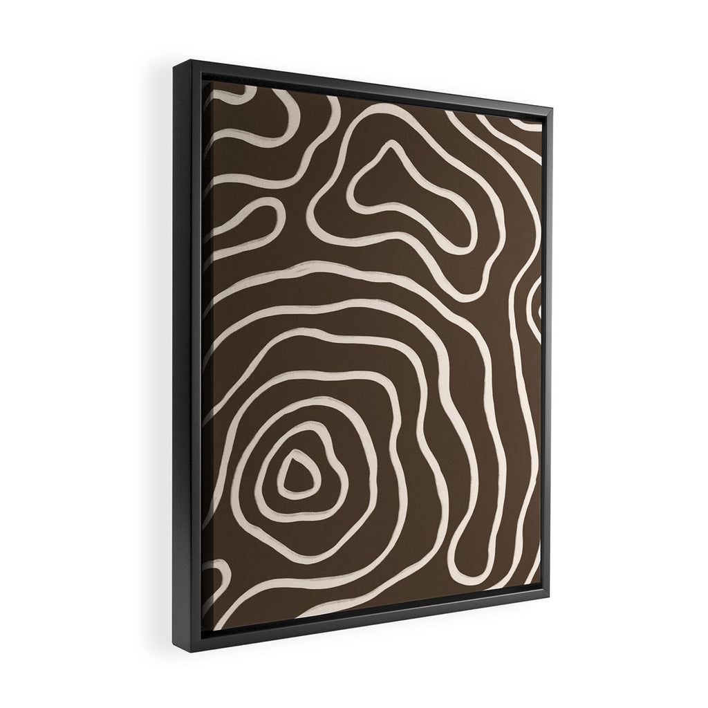 Topographic Map / Brown & Nude Framed Canvas Print Gallery Image 2