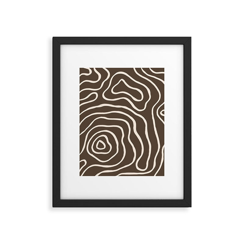 Topographic Map / Brown & Nude Framed Art Print Gallery Image 5