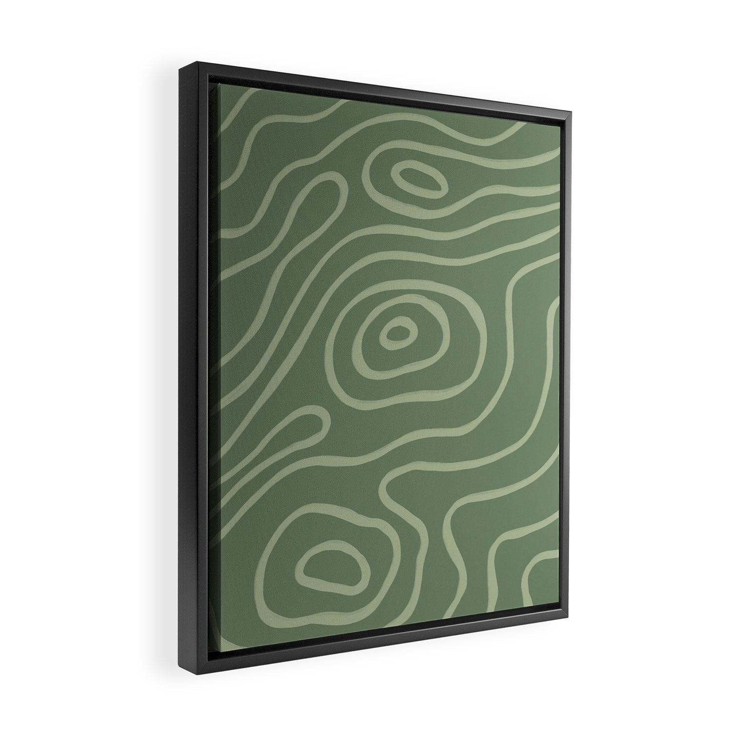 Topographic Map / Grayish Green Framed Canvas Print Gallery Image 2
