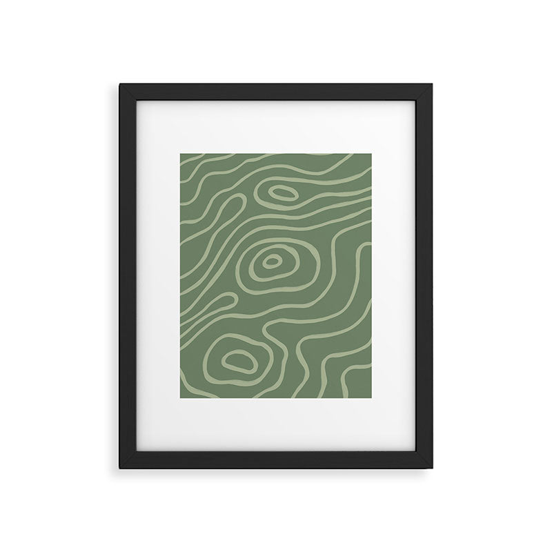 Topographic Map / Grayish Green Framed Art Print Gallery Image 6