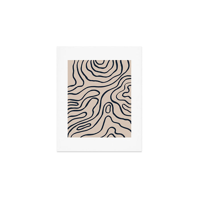 Topographic Map / Nude & Dark Blue Art Print Gallery Image 1