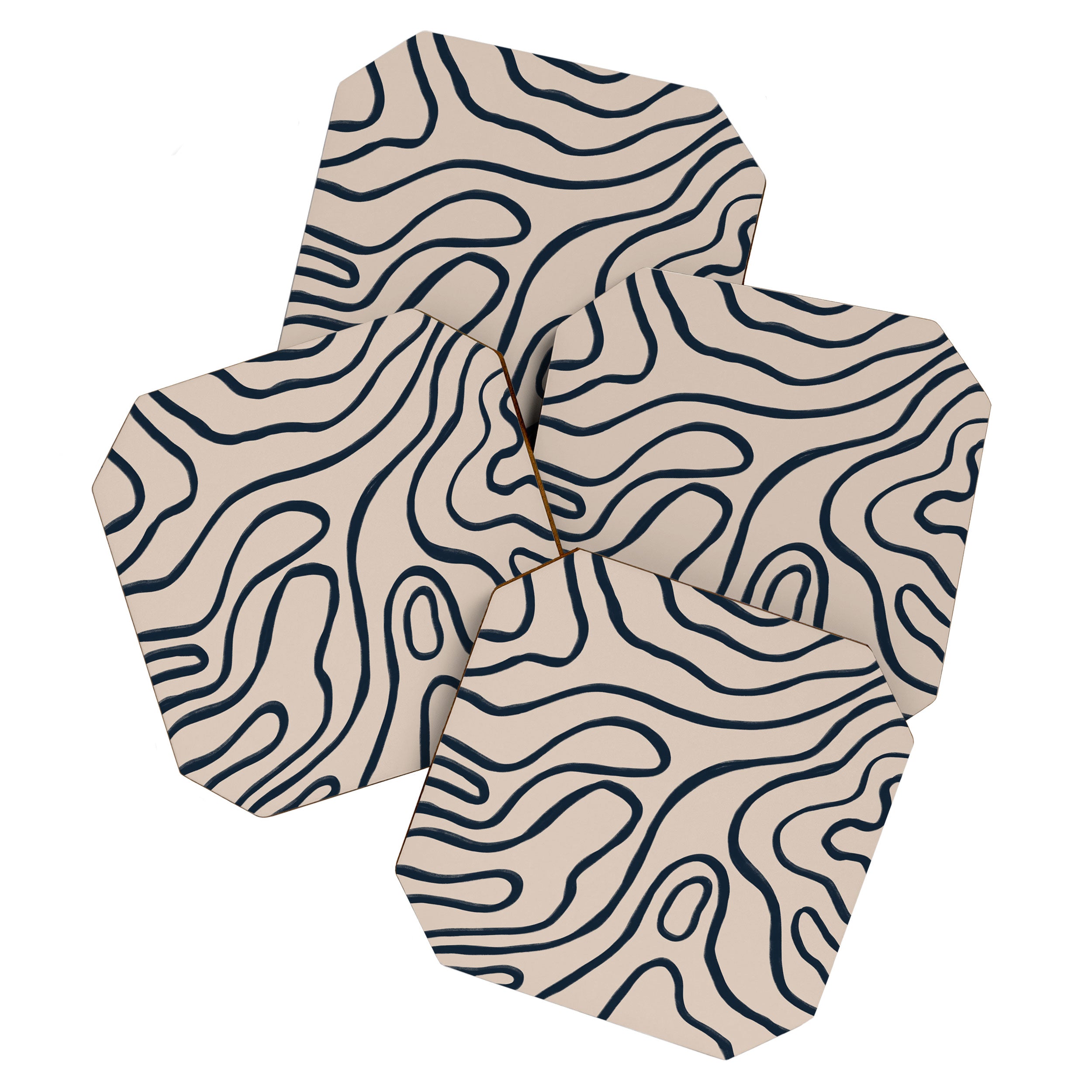 Topographic Map / Nude & Dark Blue Coaster Gallery Image 1