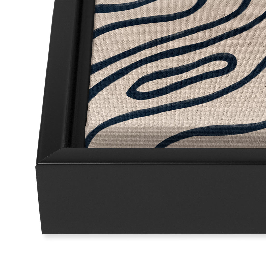 Topographic Map / Nude & Dark Blue Framed Canvas Print Gallery Image 3