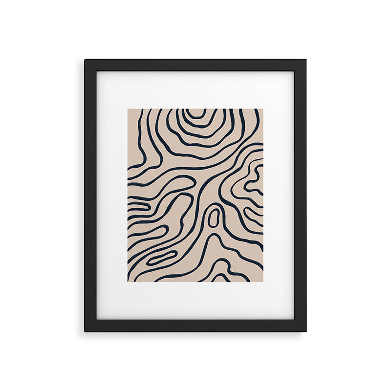 Topographic Map / Nude & Dark Blue Framed Art Print Gallery Image 5