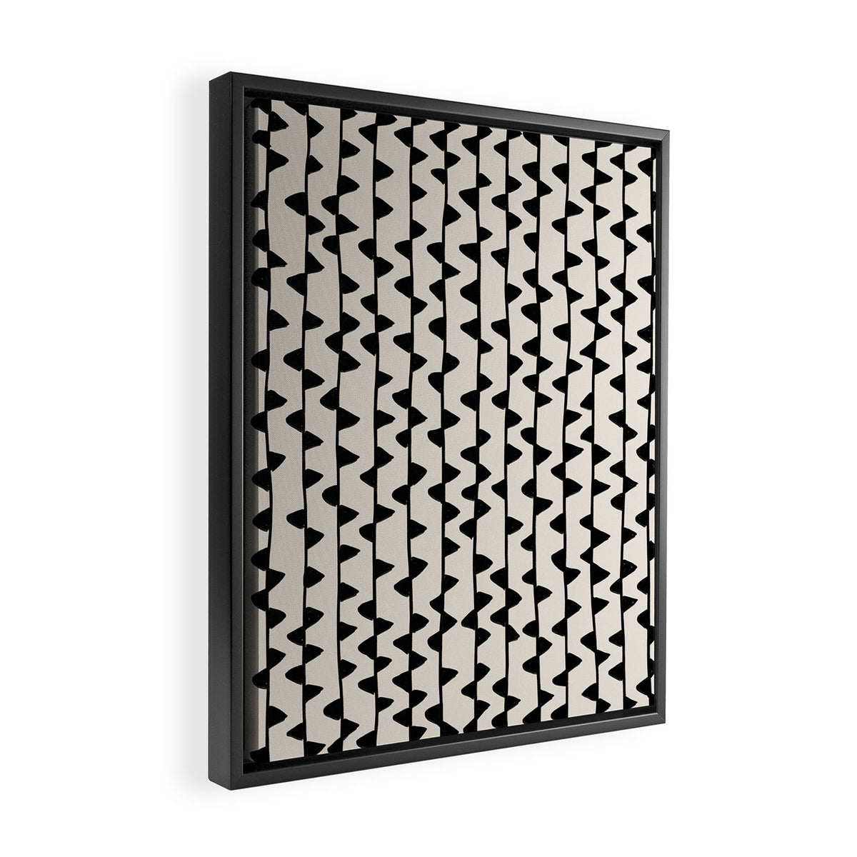 Triangles / Black & White Pattern Framed Canvas Print Gallery Image 2