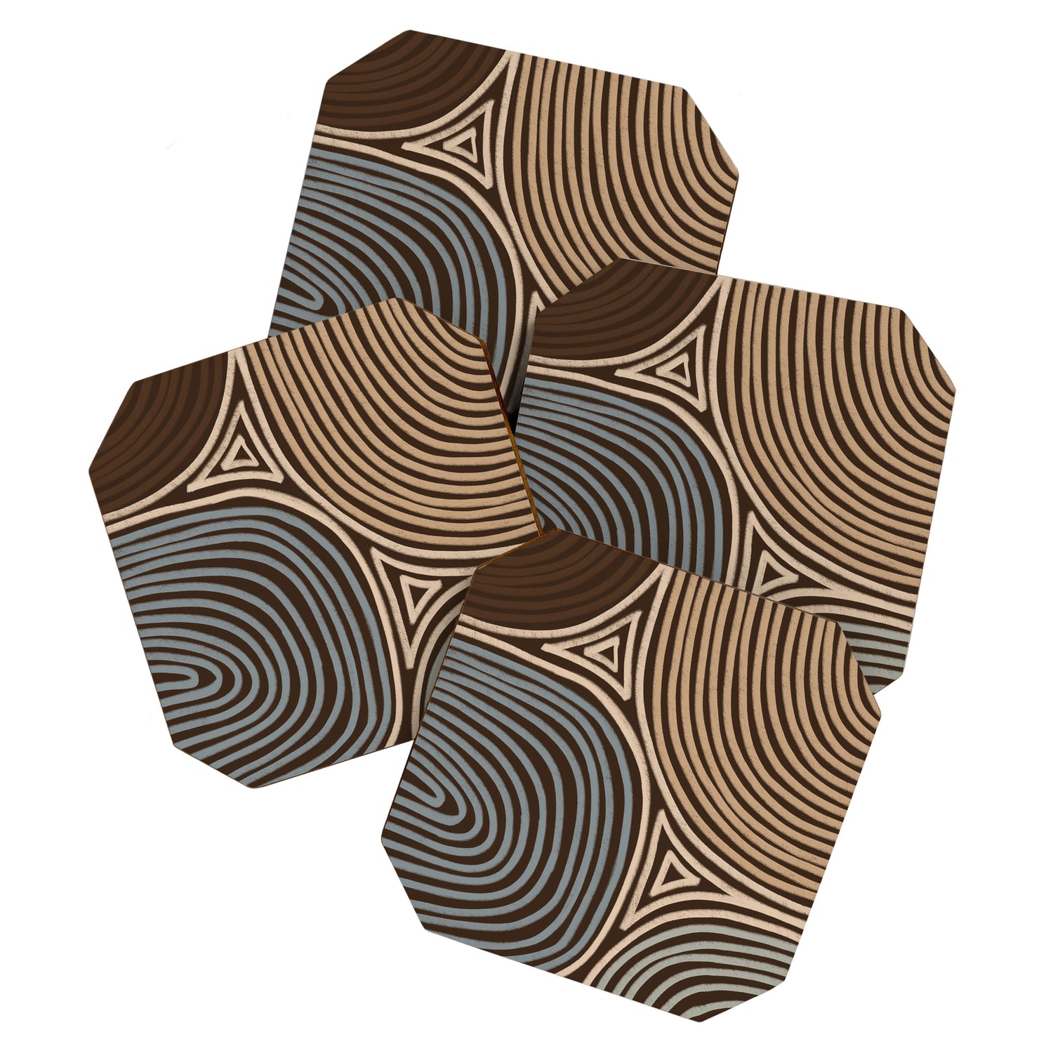 Tribal Pattern in Brown & Gray Coaster Gallery Image 1